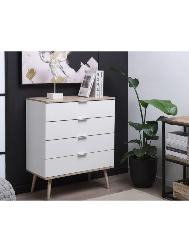 Beliani Regale & Schränke<Kommode WALPI in Weiß/Braun - (W) 79 x (H) 93 x (L) 40 cm
