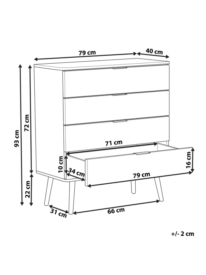 Beliani Regale & Schränke<Kommode WALPI in Weiß/Braun - (W) 79 x (H) 93 x (L) 40 cm