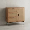 KADIMA DESIGN Regale & Schränke<Kommode 80x82x36 cm Flurkommode Eiche-Dekor & Rattan, Sideboard mit