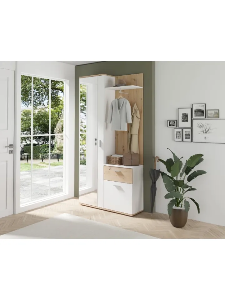 byLiving Garderoben<Kompaktgarderobe JAKOB in Eiche-Optik - B 97, H 197, T 30 cm
