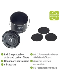 Wenko Mülleimer<Komposteimer "Nero" in Schwarz - 6 l