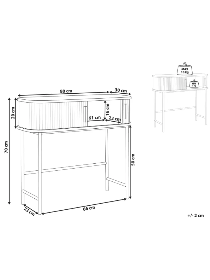 Beliani Regale & Schränke<Konsolentisch BRADLEY in Braun/Schwarz - (W) 80 x (H) 70 x (L) 30 cm