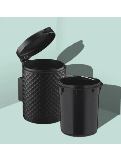 relaxdays Mülleimer<Kosmetikeimer in Schwarz - 5 Liter