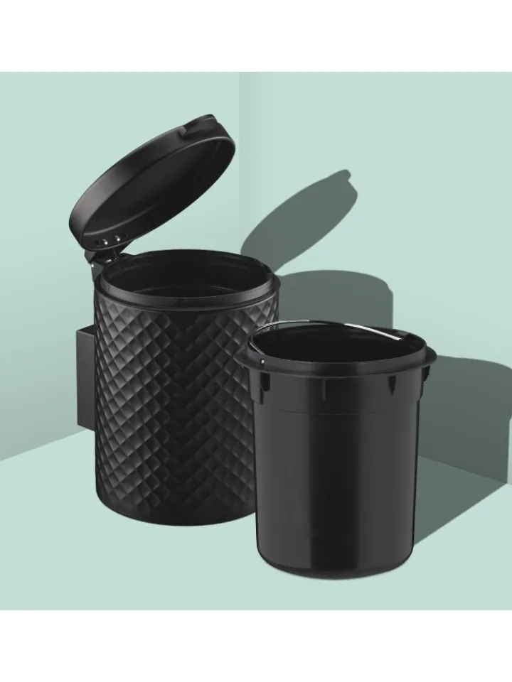 relaxdays Mülleimer<Kosmetikeimer in Schwarz - 5 Liter