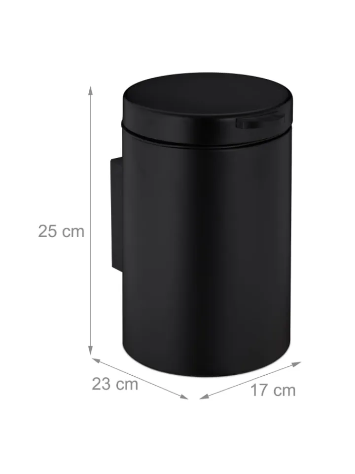 relaxdays Mülleimer<Kosmetikeimer in Schwarz - 3 Liter