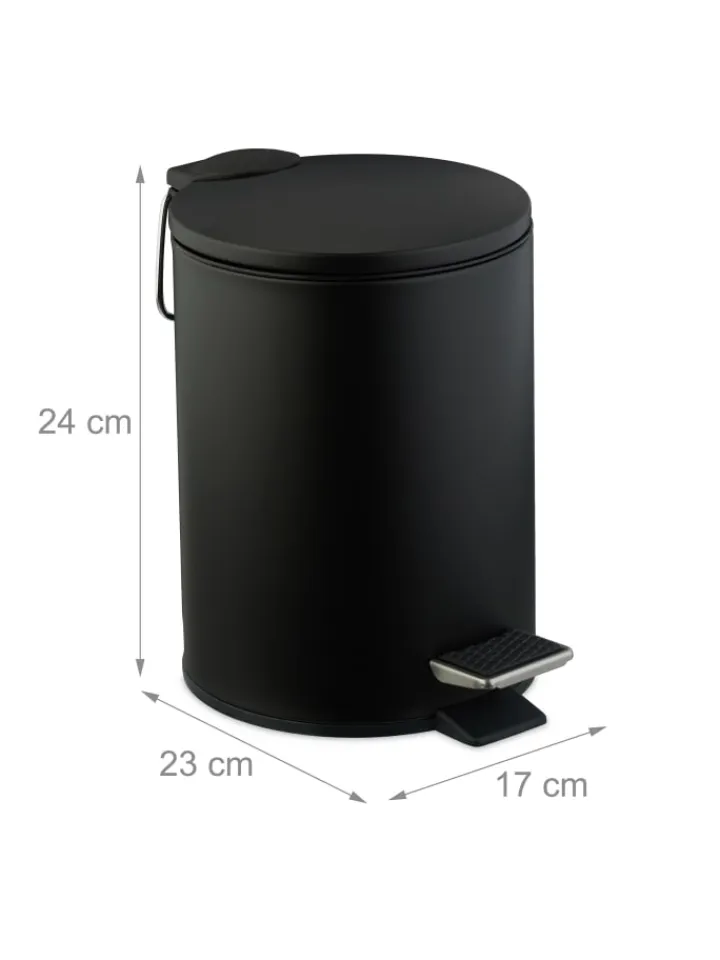 relaxdays Mülleimer<Kosmetikeimer in Schwarz - 3 Liter