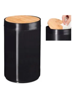 relaxdays Mülleimer<Kosmetikeimer in Schwarz - 5,5 L