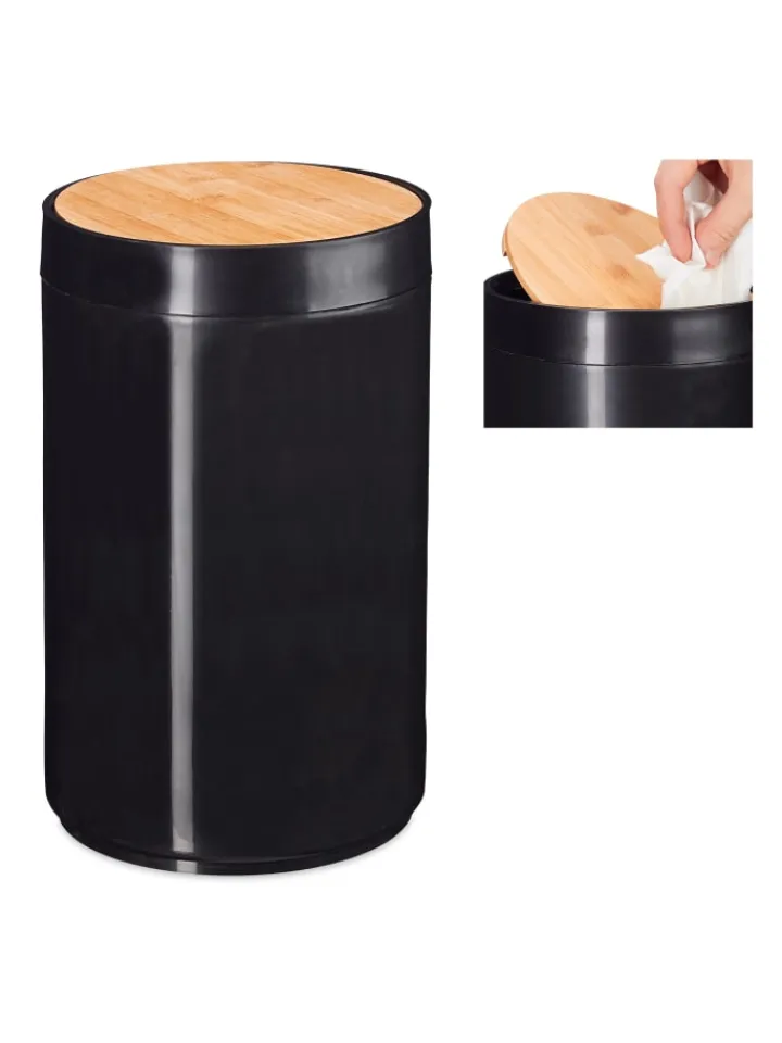 relaxdays Mülleimer<Kosmetikeimer in Schwarz - 5,5 L