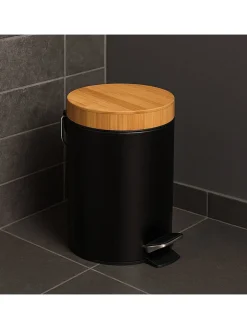 WellHome Mülleimer<Kosmetik-Treteimer in Schwarz - 3 l