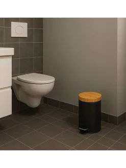 WellHome Mülleimer<Kosmetik-Treteimer in Schwarz - 3 l