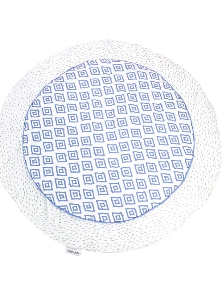 Emma+Noah Wohndecken & Plaids<Krabbeldecke "Sheer Boho" in Blau/ Weiß - Ø 100 cm