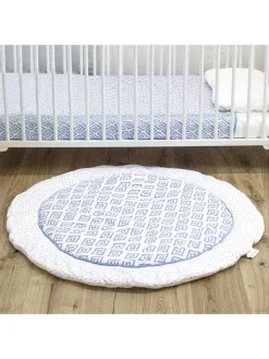 Emma+Noah Wohndecken & Plaids<Krabbeldecke "Sheer Boho" in Blau/ Weiß - Ø 100 cm