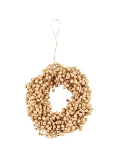 IB Laursen Künstliche Weihnachtsbäume<Kranz mit Holzperlen handgefertigt in beige