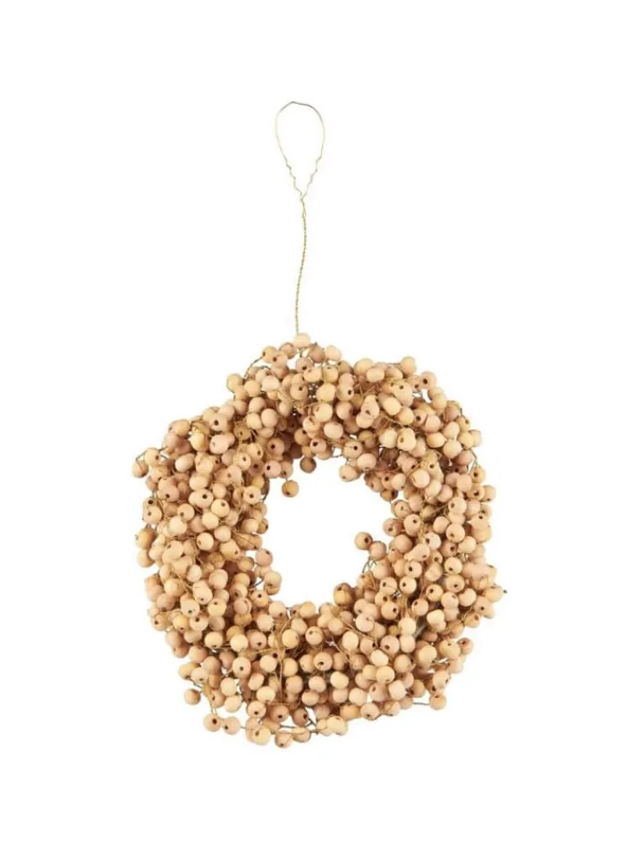 IB Laursen Künstliche Weihnachtsbäume<Kranz mit Holzperlen handgefertigt in beige