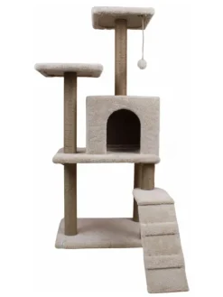 Paws&Whiskers Katzen<Kratzbaum "Arden" in Beige - (B)50 x (H)125 x (T)35 cm