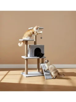 Paws&Whiskers Katzen<Kratzbaum "Arden" in Grau - (B)50 x (H)125 x (T)35 cm