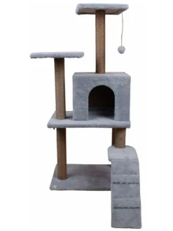 Paws&Whiskers Katzen<Kratzbaum "Arden" in Grau - (B)50 x (H)125 x (T)35 cm