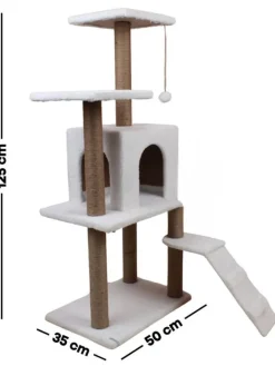 Paws&Whiskers Katzen<Kratzbaum "Arden" in Weiß - (B)50 x (H)125 x (T)35 cm