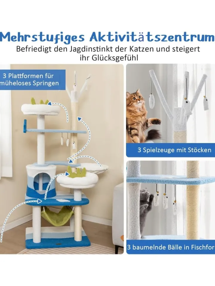 COSTWAY Katzen<Kratzbaum 165cm in Blau