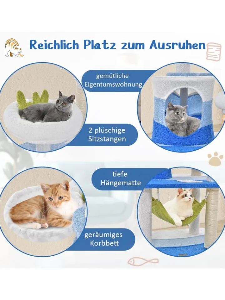 COSTWAY Katzen<Kratzbaum 165cm in Blau