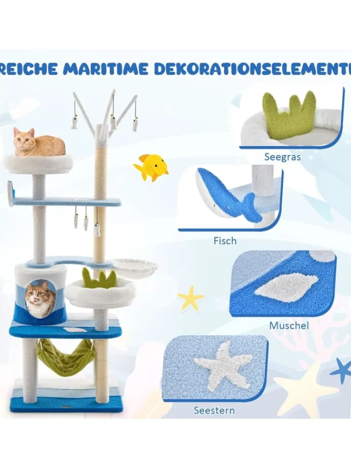 COSTWAY Katzen<Kratzbaum 165cm in Blau