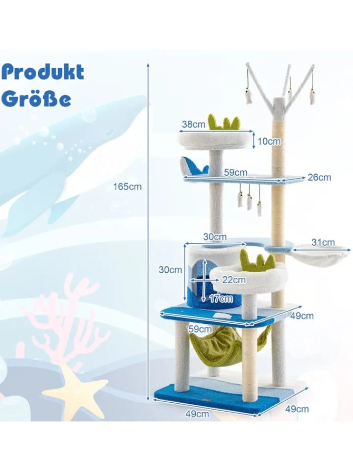 COSTWAY Katzen<Kratzbaum 165cm in Blau