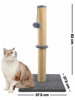 Paws&Whiskers Katzen<Kratzbaum ''Cyra'' in Grau - (B)37,5 x (H)82 x (T)37,5 cm