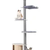 COSTWAY Katzen<Kratzbaum deckenhoch mit Höhle 236-271 cm in Grau