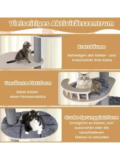 COSTWAY Katzen<Kratzbaum deckenhoch mit Höhle 236-271 cm in Grau