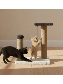 Paws&Whiskers Katzen<Kratzbaum "Else" in Anthrazit/ Weiß - (B)33 x (H)44 x (T)28 cm