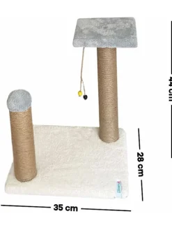 Paws&Whiskers Katzen<Kratzbaum "Else" in Grau/ Creme - (B)33 x (H)44 x (T)28 cm