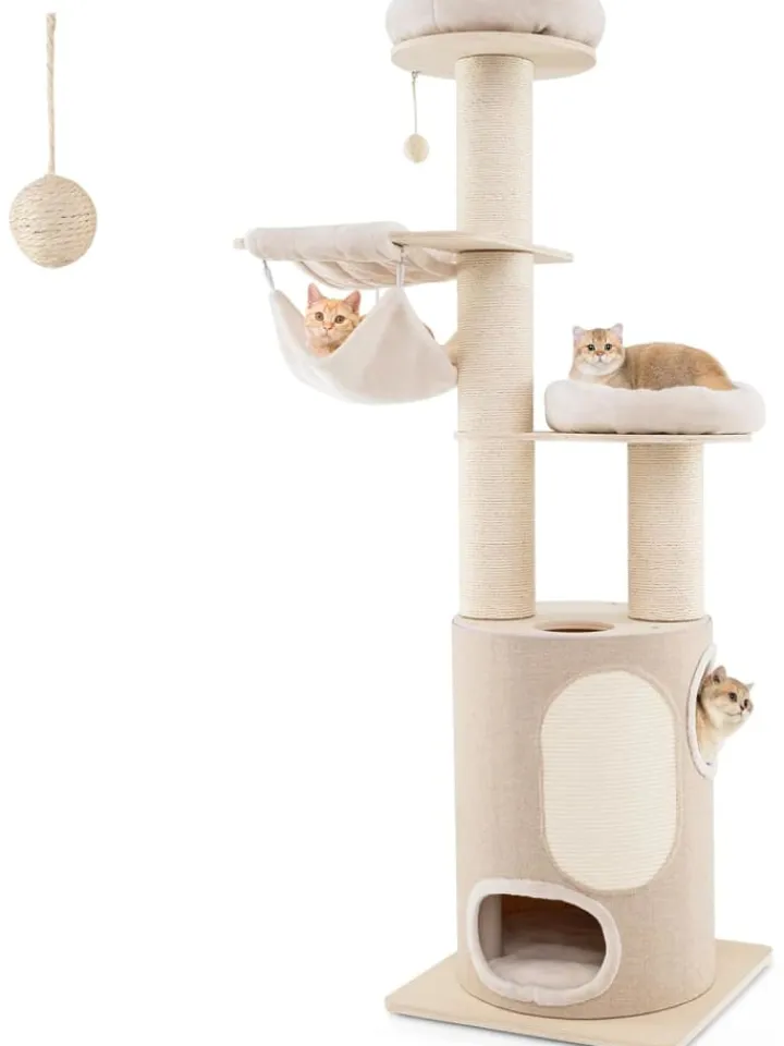 COSTWAY Katzen<Kratzbaum Groß 187 cm in Beige