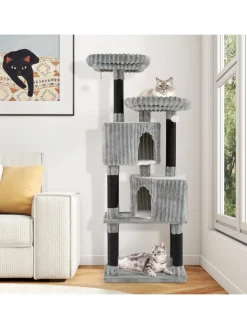 COSTWAY Katzen<Kratzbaum Groß 156 cm in Grau