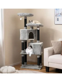 COSTWAY Katzen<Kratzbaum Groß 156 cm in Grau