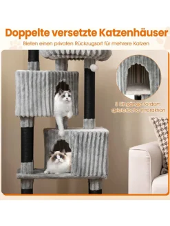 COSTWAY Katzen<Kratzbaum Groß 156 cm in Grau