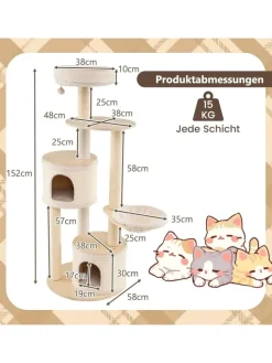 COSTWAY Katzen<Kratzbaum Groß in Hellbraun