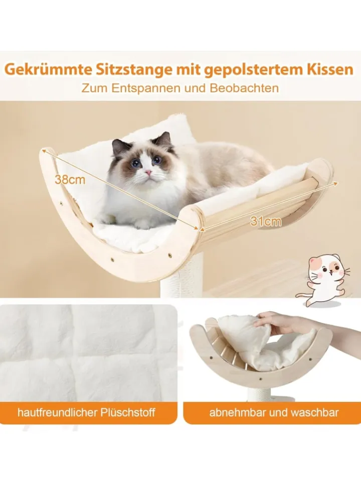 COSTWAY Katzen<Kratzbaum Holz 141 cm in Beige