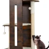 COSTWAY Katzen<Kratzbaum Holz 120 cm in Braun