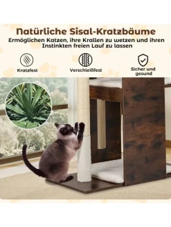 COSTWAY Katzen<Kratzbaum Holz 120 cm in Braun