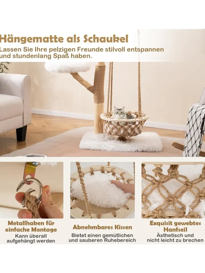 COSTWAY Katzen<Kratzbaum Holz in Hellbraun