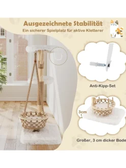 COSTWAY Katzen<Kratzbaum Holz in Hellbraun