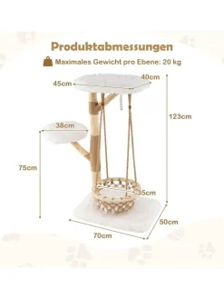 COSTWAY Katzen<Kratzbaum Holz in Hellbraun