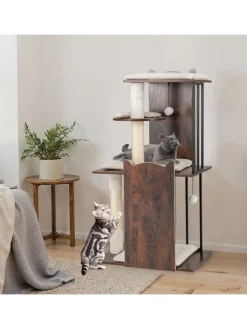 COSTWAY Katzen<Kratzbaum Holz Metall 112 cm in Braun