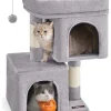 SONGMICS Katzen<Kratzbaum in Hellgrau - (B)54 x (H)67 x (T)34 cm