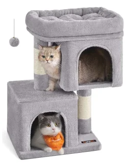 SONGMICS Katzen<Kratzbaum in Hellgrau - (B)54 x (H)67 x (T)34 cm