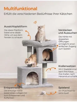SONGMICS Katzen<Kratzbaum in Hellgrau - (B)54 x (H)67 x (T)34 cm