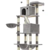 Songmics Katzen<Kratzbaum in Hellgrau/ Creme - (B)111 x (H)206 x (T)58,5 cm