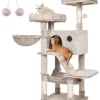 Songmics Katzen<Kratzbaum in Hellgrau/ Creme - (B)49 x (H)135 x (T)49 cm
