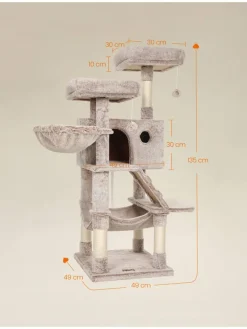 Songmics Katzen<Kratzbaum in Hellgrau/ Creme - (B)49 x (H)135 x (T)49 cm