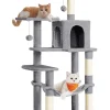 Songmics Katzen<Kratzbaum in Hellgrau/ Creme - (B)55 x (H)143 x (T)45 cm